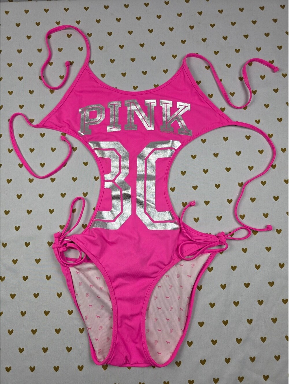 RARE VINTAGE Victoria's Secret PINK MONOKINI Cutout One Piece Swimsuit XS NEW